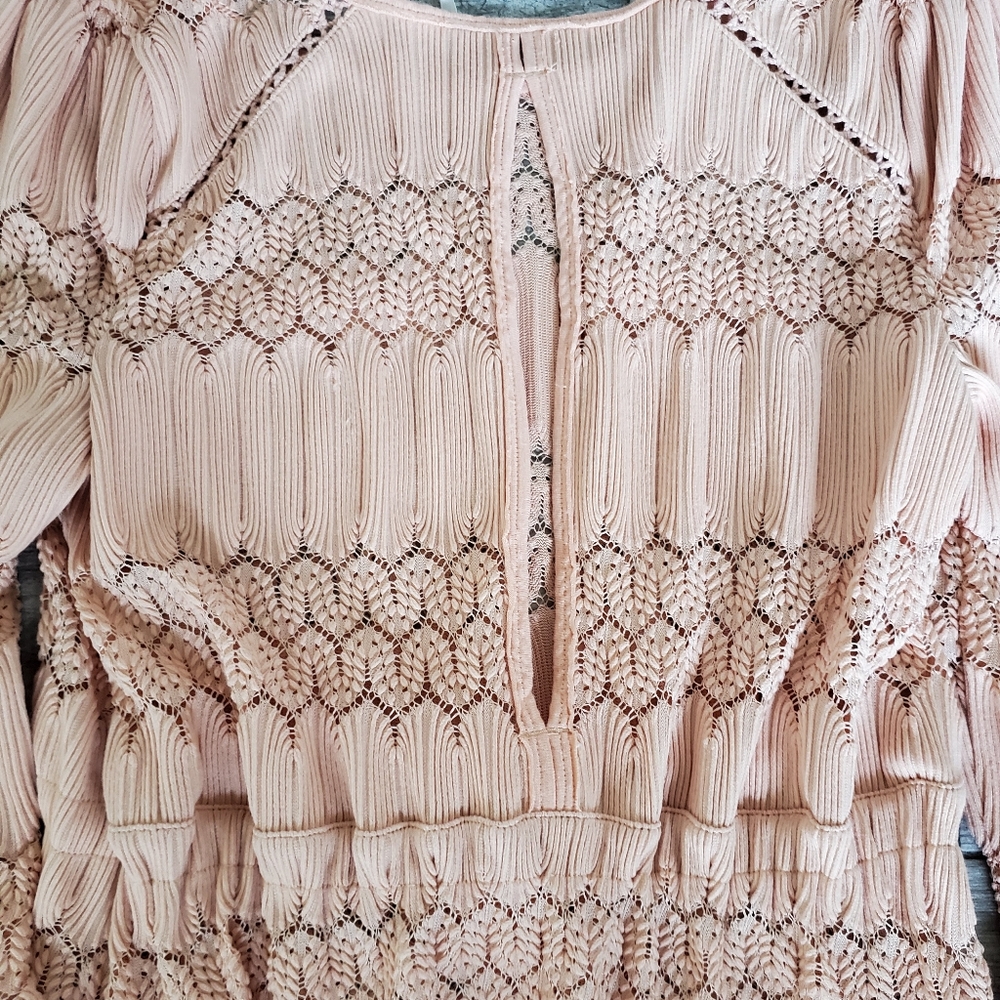 Free people Knit top with sheer crochet detail sz s - Picture 9 of 11